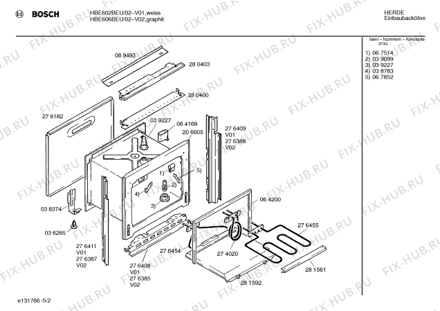 Схема №4 HBE606BEU с изображением Панель для плиты (духовки) Bosch 00282943