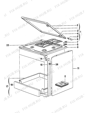 Взрыв-схема плиты (духовки) Electrolux EK6405/1 - Схема узла Housing 001