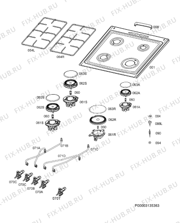 Взрыв-схема плиты (духовки) Zanussi ZCG210G1WA - Схема узла Hob