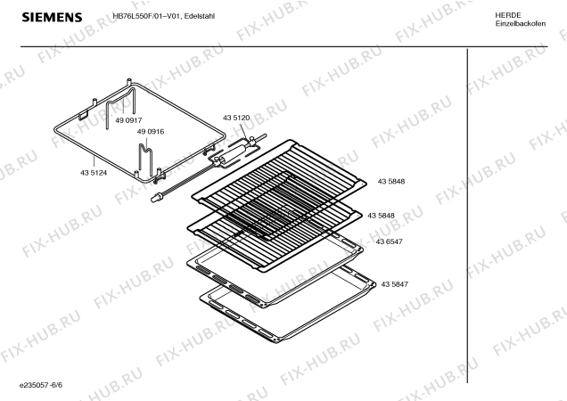 Взрыв-схема плиты (духовки) Siemens HB76L550F - Схема узла 06