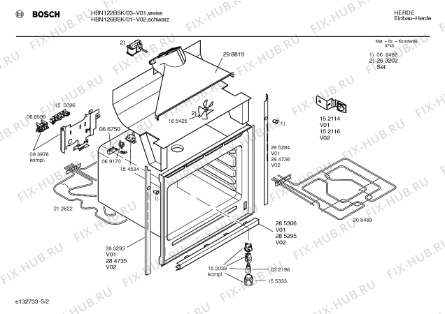 Взрыв-схема плиты (духовки) Bosch HBN126BSK - Схема узла 02