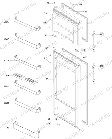 Взрыв-схема холодильника Electrolux EJF4842AOX - Схема узла Door 003