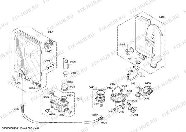 Взрыв-схема посудомоечной машины Siemens SX66M095EU - Схема узла 04