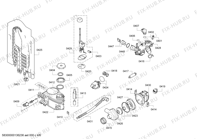 Взрыв-схема посудомоечной машины Bosch SGS45N22EU - Схема узла 04