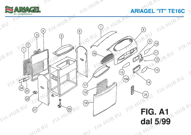 Взрыв-схема кондиционера Ariagel TE 16C - Схема узла 2