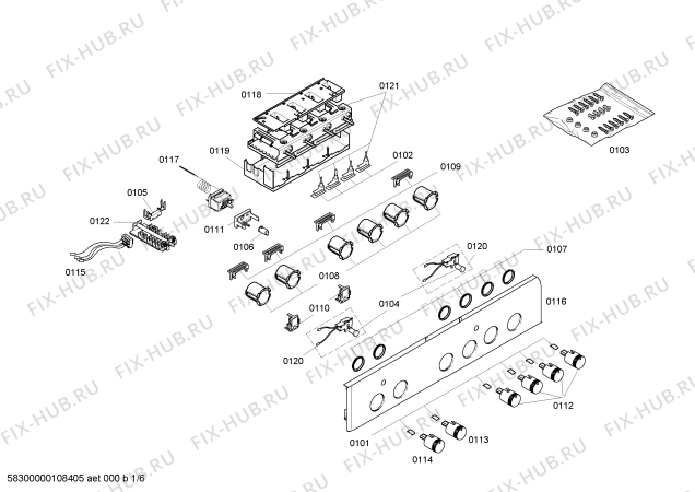 Схема №6 HEN600121 с изображением Ручка конфорки для плиты (духовки) Bosch 00426996