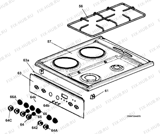 Взрыв-схема плиты (духовки) Electrolux EKM513506W - Схема узла Section 4