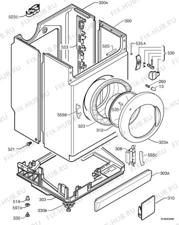 Взрыв-схема стиральной машины Husqvarna Electrolux QW1470 - Схема узла Housing 001