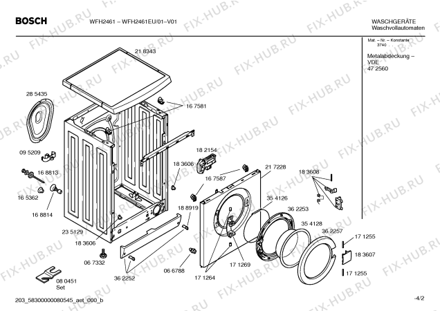 Взрыв-схема стиральной машины Bosch WFH2461EU WFH2461 - Схема узла 02