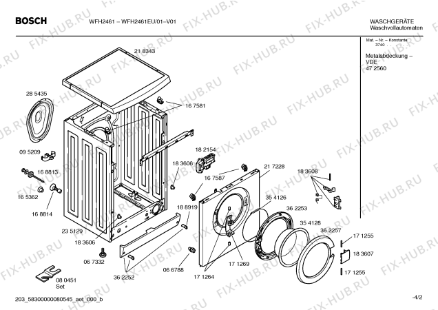 Схема №4 WFH2461EU WFH2461 с изображением Таблица программ для стиралки Bosch 00589775