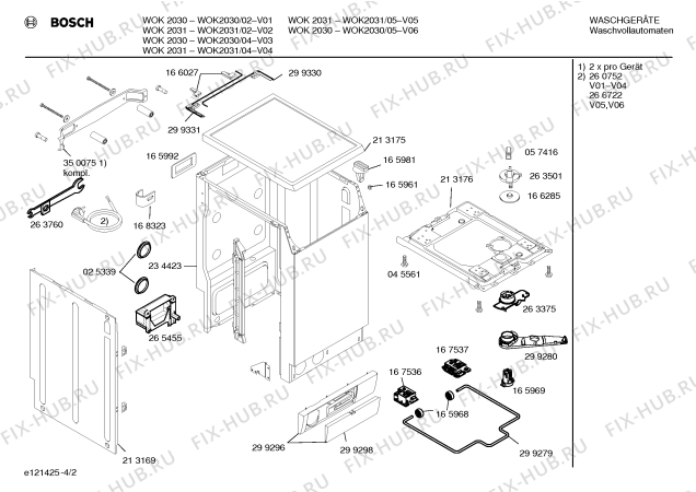 Схема №4 WOK2030 с изображением Вкладыш в панель для стиралки Bosch 00351467