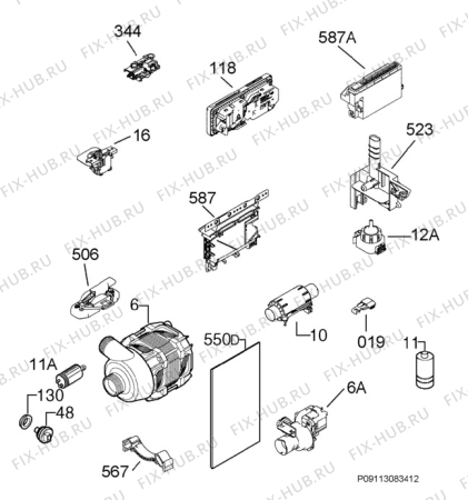 Взрыв-схема посудомоечной машины Aeg Electrolux F55400VI0P - Схема узла Electrical equipment 268