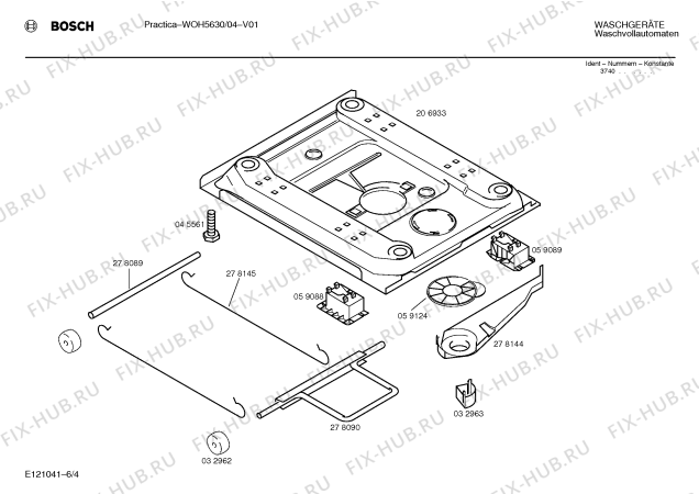 Взрыв-схема стиральной машины Bosch WOH5630, PRACTICA - Схема узла 04