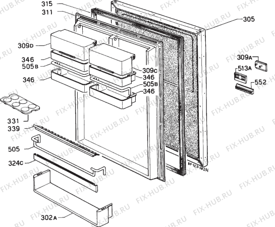 Взрыв-схема холодильника Rex RI1510L - Схема узла Door 003