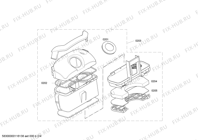 Взрыв-схема пылесоса Siemens VS55E81 SIEMENS bag  bagless 1800 W - Схема узла 02