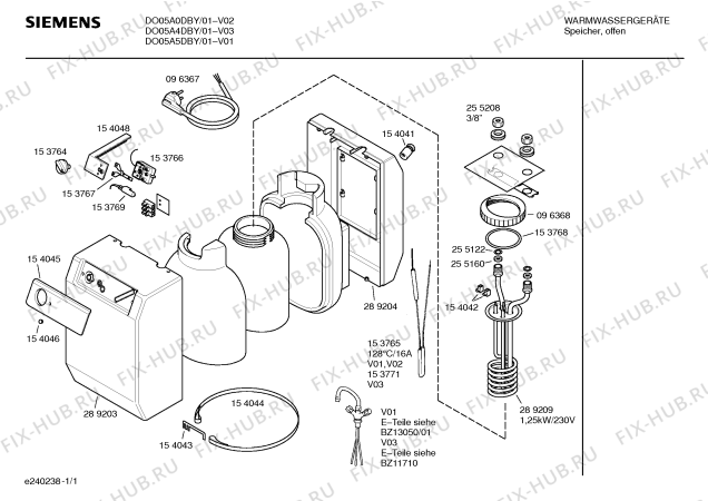 Схема №1 DO05A5DBY с изображением Панель для водонагревателя Siemens 00154045