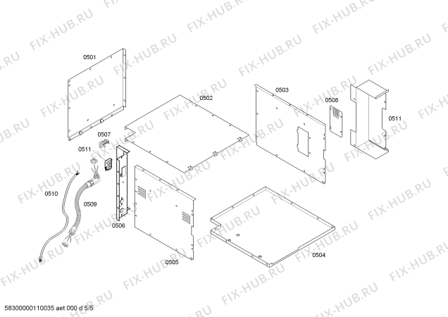 Взрыв-схема плиты (духовки) Gaggenau ED230630 - Схема узла 05