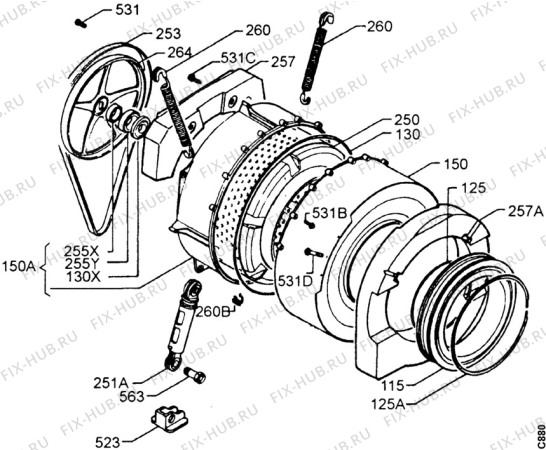 Взрыв-схема стиральной машины Faure LFV740W - Схема узла Boiler