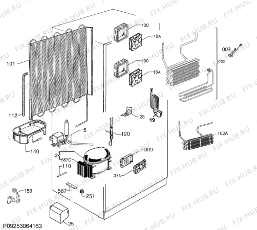 Взрыв-схема холодильника Aeg SCZ81800C0 - Схема узла Cooling system 017