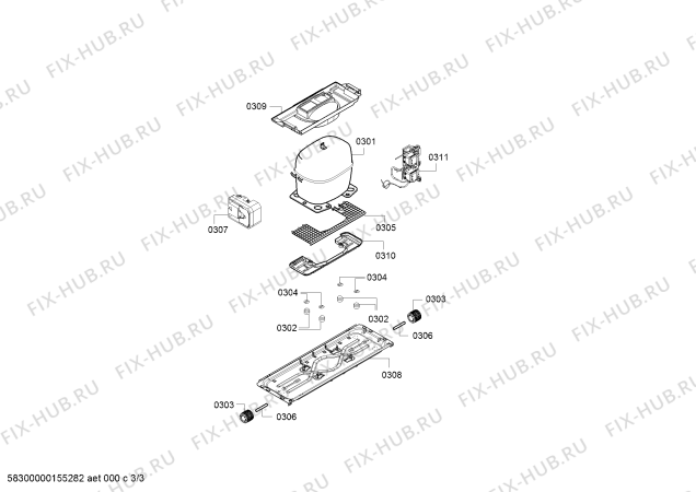 Взрыв-схема холодильника Bosch KGE39AI30 - Схема узла 03