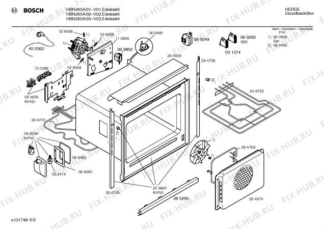 Взрыв-схема плиты (духовки) Bosch HBN265A - Схема узла 02