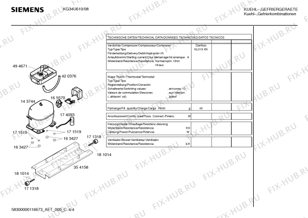 Схема №4 KG34U610 с изображением Инструкция по эксплуатации для холодильной камеры Siemens 00591617