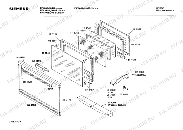Схема №4 HF430051 с изображением Инструкция по эксплуатации для микроволновки Siemens 00513311