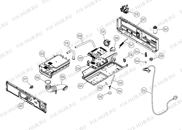 Взрыв-схема стиральной машины Gorenje W6461 CE   -White #204646110 (900003335, WM50EU) - Схема узла 05