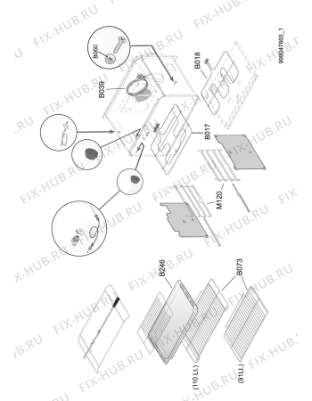 Схема №5 ACM 244/BL с изображением Дверца для плиты (духовки) Whirlpool 482000022176