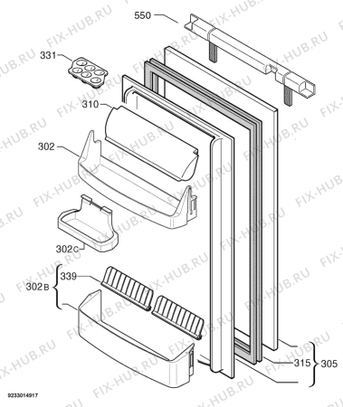 Взрыв-схема холодильника Electrolux ERU14400 - Схема узла Door 003