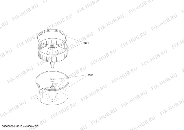 Взрыв-схема кухонного комбайна Bosch MUM8210, MUM8 professional - Схема узла 05