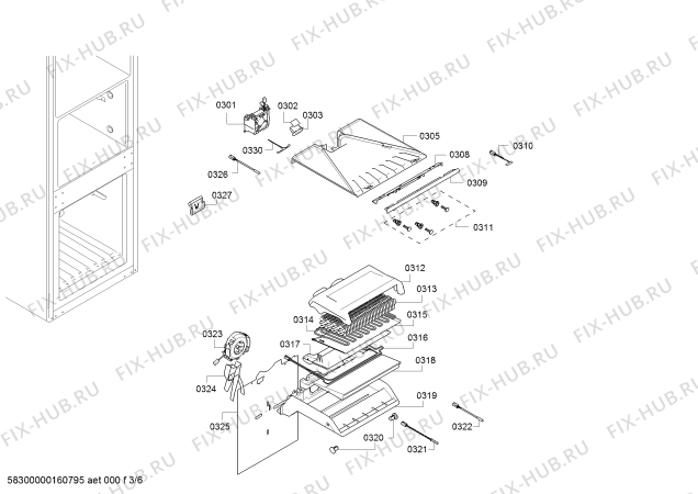Взрыв-схема холодильника Bosch KIF39S80 - Схема узла 03