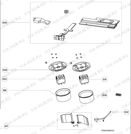 Взрыв-схема вытяжки Electrolux EFT60022K - Схема узла Section 3