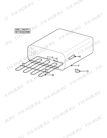 Взрыв-схема плиты (духовки) Tricity Bendix SB412W - Схема узла H10 Grill cavity assy