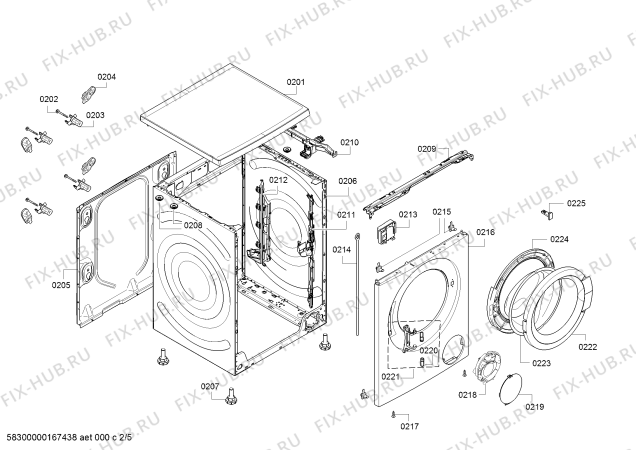 Взрыв-схема стиральной машины Bosch WAQ20411GR Avantixx 8 VarioPerfect - Схема узла 02