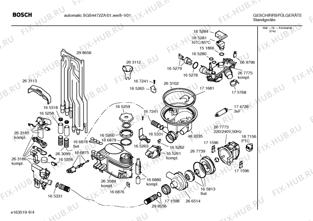 Взрыв-схема посудомоечной машины Bosch SGS4472ZA - Схема узла 04