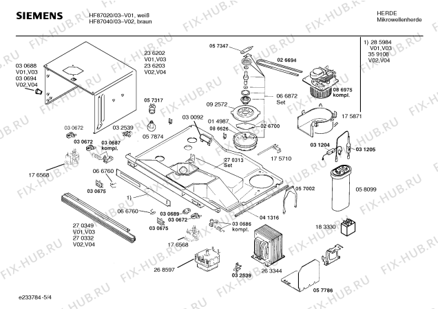 Схема №5 HF87020 с изображением Инструкция по эксплуатации для микроволновки Siemens 00526701