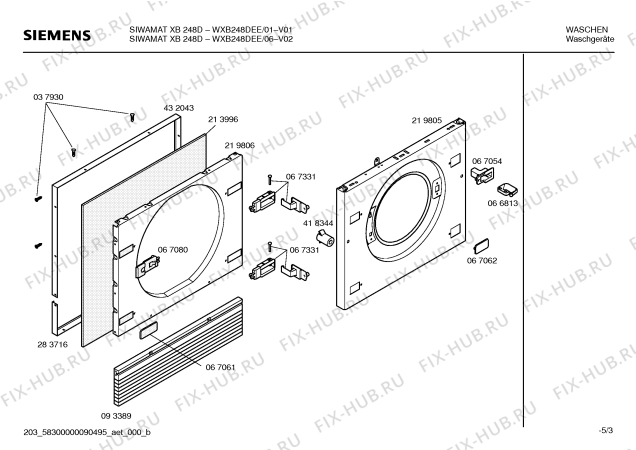 Схема №5 WXB248DEE SIWAMAT XB 248D с изображением Инструкция по эксплуатации для стиралки Siemens 00591423