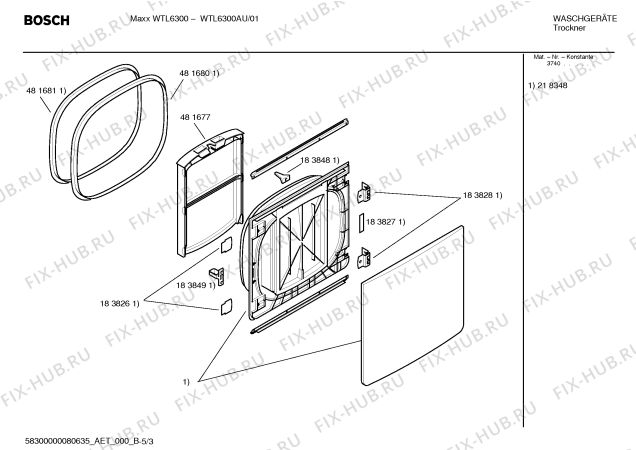 Взрыв-схема сушильной машины Bosch WTL6300AU Maxx WTL6300 - Схема узла 03