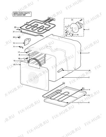 Взрыв-схема плиты (духовки) Zanussi ZDQ695W - Схема узла H10 Main Oven Cavity (large)