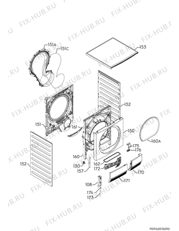 Взрыв-схема сушильной машины Electrolux EW7H4801SC - Схема узла Housing 001