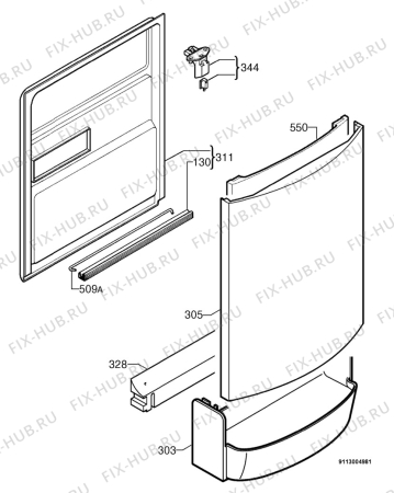Взрыв-схема посудомоечной машины Zanussi DE6844ALU - Схема узла Door 003