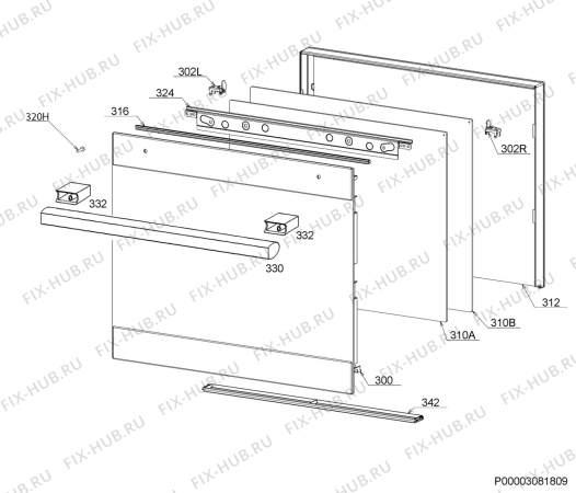 Взрыв-схема плиты (духовки) Electrolux EHGL30DSP - Схема узла Door