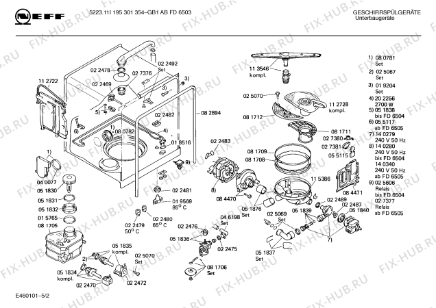 Схема №5 195301773 5223.11I с изображением Крышка для электропосудомоечной машины Bosch 00053959
