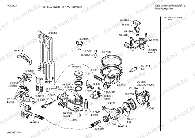 Взрыв-схема посудомоечной машины Vogica SGVVGE1FF F150 - Схема узла 04