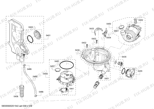 Взрыв-схема посудомоечной машины Bosch SHV863WB3N, SilencePlus 44 dBA - Схема узла 04