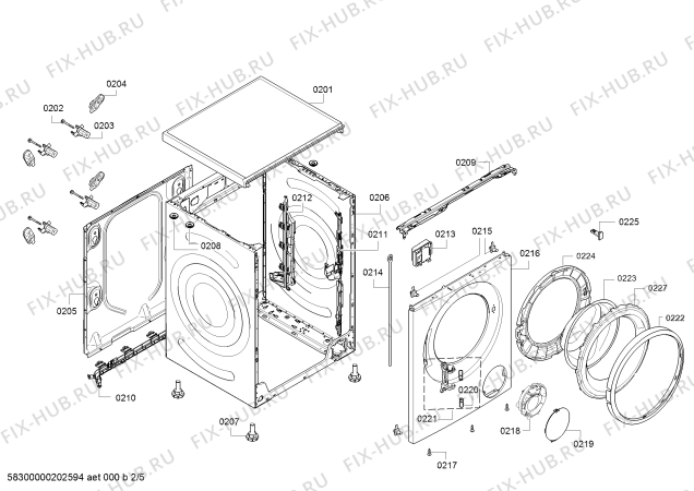 Взрыв-схема стиральной машины Bosch WAT2847XIR - Схема узла 02