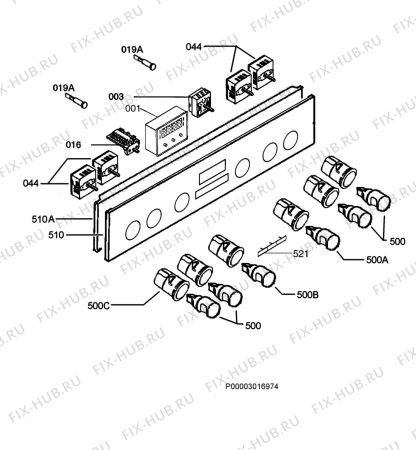 Взрыв-схема плиты (духовки) Aeg Electrolux E43049-6-M - Схема узла Command panel 037
