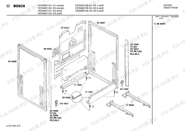 Взрыв-схема плиты (духовки) Bosch HES6801 - Схема узла 05
