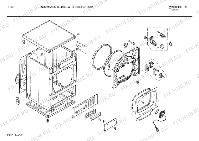 Схема №10 WTLFU03CH Fust NOVAMATIC TL4630 с изображением Ручка для электросушки Bosch 00094595